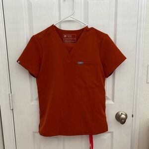 Figs Burnt Orange V-Neck Scrub Top